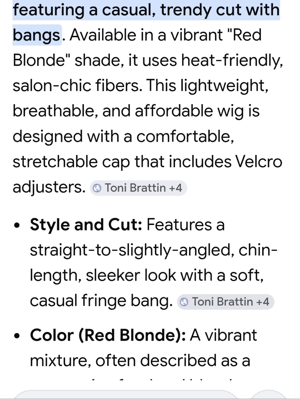 Toni Brattin. Flirtatious Wig. Red/ Blonde. New With Tag. Heat Friendly - Picture 3 of 4
